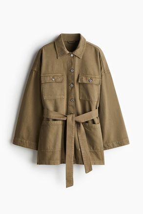 H&M Denimjacke mit Bindeg&uuml;rtel - Green