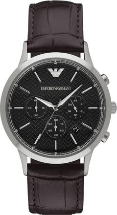 Emporio Armani Dress Watch - Heren - Horloges - Zwart - ONE Size - Leer - Accessoires