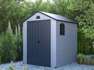 Vente-Unique Grey Resin Garden Shed - 3.65 M&sup2; - CESIO in Light Grey