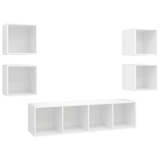 vidaXL Juego De Muebles De Sal&oacute;n 5 Piezas Madera Ingenier&iacute;a Blanco Vidaxl
