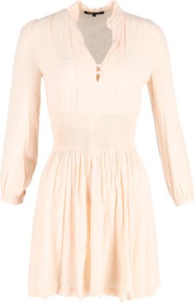 Maje Smocked Mini Dress in Peach Viscose