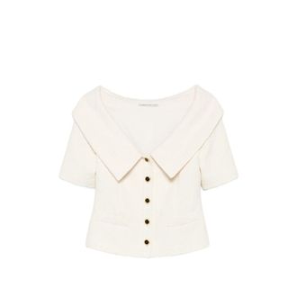 Alessandra Rich Off-shoulder Button-up Jacket