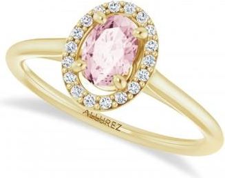 Allurez Oval Pink Morganite & Diamond Halo Ring 14K Yellow Gold (0.45ct)