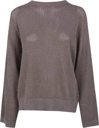 Brunello Cucinelli Round-neck Truien - Dames - Ronde hals truien - Bruin - L - Truien & Vesten