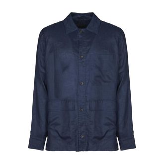 Palt&ograve; Casual Shirts, male, Blue, Size: XL Giovanni Tela Linen