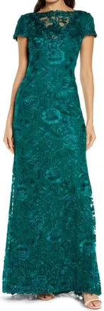 Tadashi Shoji Embroidered Lace Evening Gown in Malachite at Nordstrom, Size 14