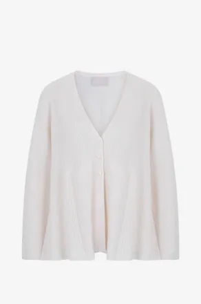 Hemisphere Weiter gerippter Wollcardigan mit V-Ausschnitt