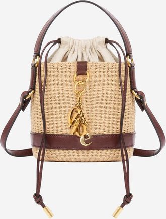 Chlo&eacute; Beuteltasche aus Raffiabast und Leder