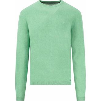 Fynch-Hatton Gebreide trui met ronde hals - Heren - Truien - Groen - Maat: 2XL Katoen