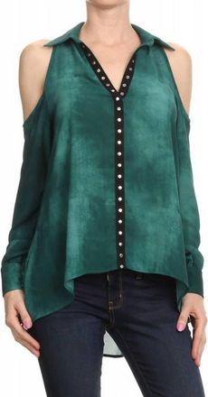 Ariella Cold Shoulder Tunic Top In Emerald