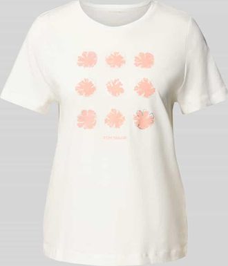 Tom Tailor Regular Fit T-Shirt aus reiner Baumwolle in Offwhite, Gr&ouml;&szlig;e XL