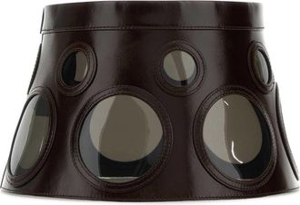 Prada Womens Visiere Perforated Leather Visor Brown Calf Visors