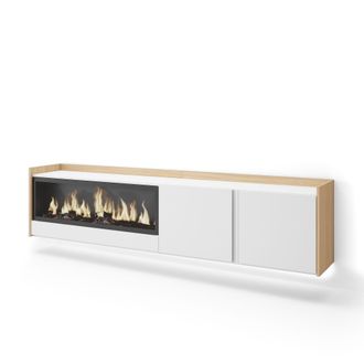 Skraut Home Skraut Home - Mueble Tv, Televisi&oacute;n, Muebles De Sal&oacute;n, Almacenaje, 212x35x50cm, Para Tv Hasta 80, Chimenea El&eacute;ctrica Xxl, Colgado, Suspendido, Led, Es