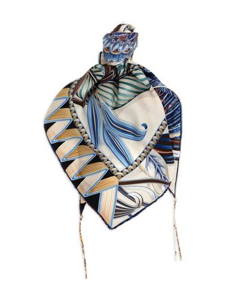 Ferragamo Giada print tassel scarf - Beige