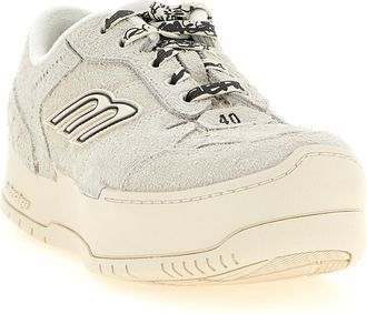 Balenciaga Womens Beige Bovine Leather Platform Sneakers