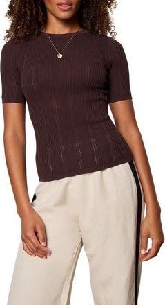 Sanctuary Perfect Pointelle Rib T-Shirt in Rich Soil Brown at Nordstrom, Size X-Small