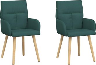 vidaXL Sillas De Comedor 2 Uds. Tela Verde Oscuro 60 X 56 X 96 Cm Vidaxl