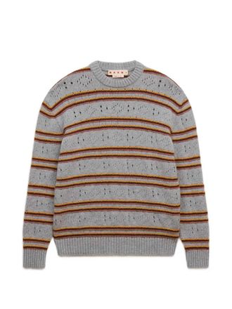 Marni Grey Cashmere Open Knit Sweater
