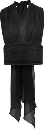 Nina Ricci Zijden blouse met V-hals en strikdetail - Zwart