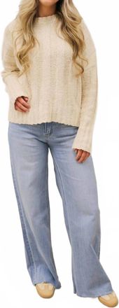 Flying Monkey Olivia Wide Leg Comfort Stretch Raw Hem Jeans In Poprock