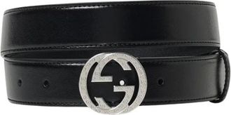 Gucci Accessoires, Heren, Zwart, 85 CM, Leren riem met gesp