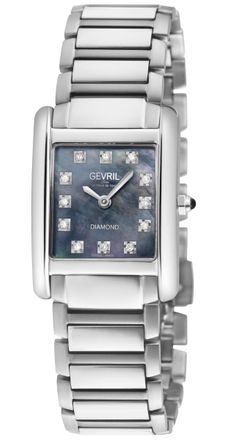 Gevril Group Womens Regina Swiss Diamond Watch, Black MOP Dial, 316L SS Case, Stainless Steel Bracelet. - Silver - One Size