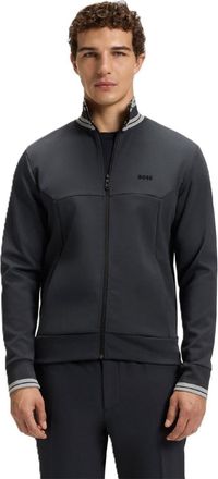 HUGO BOSS Mens Mock Neck Bomber Collar Long Sleeve Sweatshirt in Dark Blue - Size X-Large
