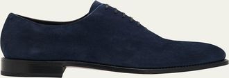 Ferragamo Mens Angiolo Tramezza Suede Oxfords
