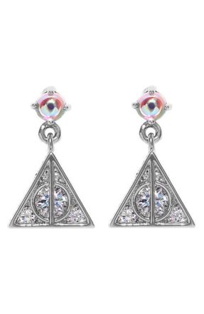 Girls Crew x Harry Potter Deathly Hallows Drop Earrings in Silver at Nordstrom