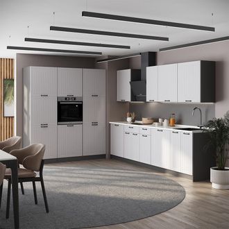 Vicco Mueble De Cocina Fame-line, Blanco Casa De Campo/antracita, 460 Cm, Et Antracita, Vicco