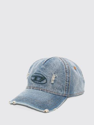 Diesel Cappello da baseball in denim distressed con logo Oval D ricamato