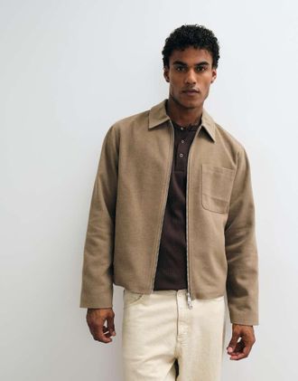 Jack & Jones giacca corta beige con doppia zip-Neutro