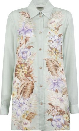 Zimmermann Overhemden, Dames, Veelkleurig, XS, Zijden bloemenprint overhemd