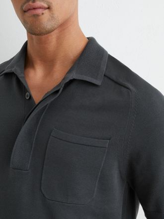 Reiss Airforce Blue Cotton Knit Concealed-placket Polo, Xxl