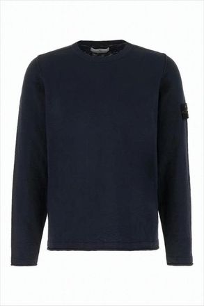 Stone Island Relaxed Fit Black Sweater With Crew Neck Design