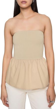 Rebecca Minkoff Ruthie Mixed Media Strapless Peplum Top in Whisper at Nordstrom, Size X-Large