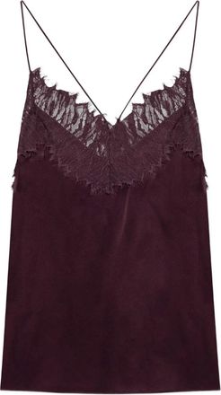 Iro Newin lace-detail silk top - Purple
