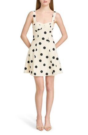 Wayf Marcy Polka Dot Stretch Cotton Bustier Minidress in Ant Ivory Polka Dot at Nordstrom, Size X-Small