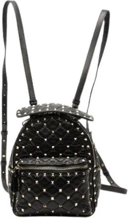 Valentino Pre-owned Backpacks, female, Black, Size: ONE SIZE Pre-owned Quilted Nappa Leather Backpack