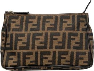 Fendi Pre-owned Vintage Canvas Pouch - Dames - Vintage Clutch - Bruin - ONE Size - Leer - Vintage
