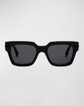 Fendi Men & apos;s Tonal Logo Acetate Square Sunglasses