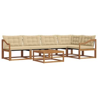 vidaXL Conjunto De Sof&aacute;s De Exterior Con Coj&iacute;n 6 Pcs Natural Y Beige Vidaxl