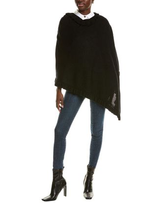 Sofiacashmere Sofiacashmere Ruffle Trim Wool & Cashmere-Blend Poncho