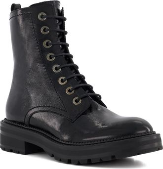 Dune London Womens Ladies Press - Cleated-Sole Hiker Boots - Black Leather (archived) - Size UK 3