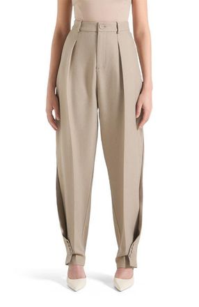 Mani&egrave;re De Voir Sophie Twist Leg Tailored Trousers in Taupe at Nordstrom, Size 12
