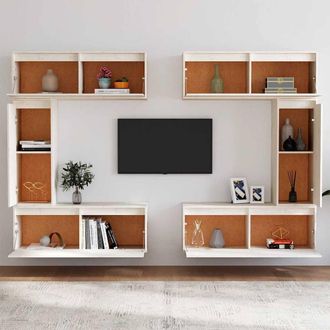 Berkfield Home TV Cabinets 6 pcs White Solid Wood Pine