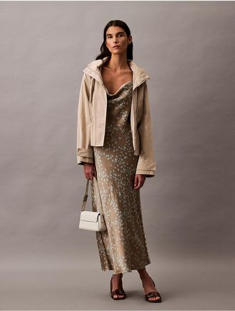 Calvin Klein Womens Printed Floral Textured Midi Dress - Neutral - XS