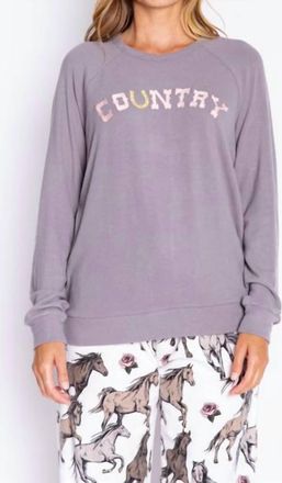 PJ Salvage Flannels Long Sleeve Top In Grey Country