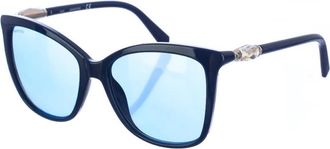 Swarovski Ovaalvormige granaatkleurige zonnebril met violet gradi&euml;nt lenzen - Dames - Zonnebrillen - Blauw - ONE Size - Accessoires