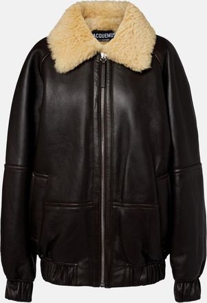 Jacquemus Bombardier shearling-trimmed leather bomber jacket
